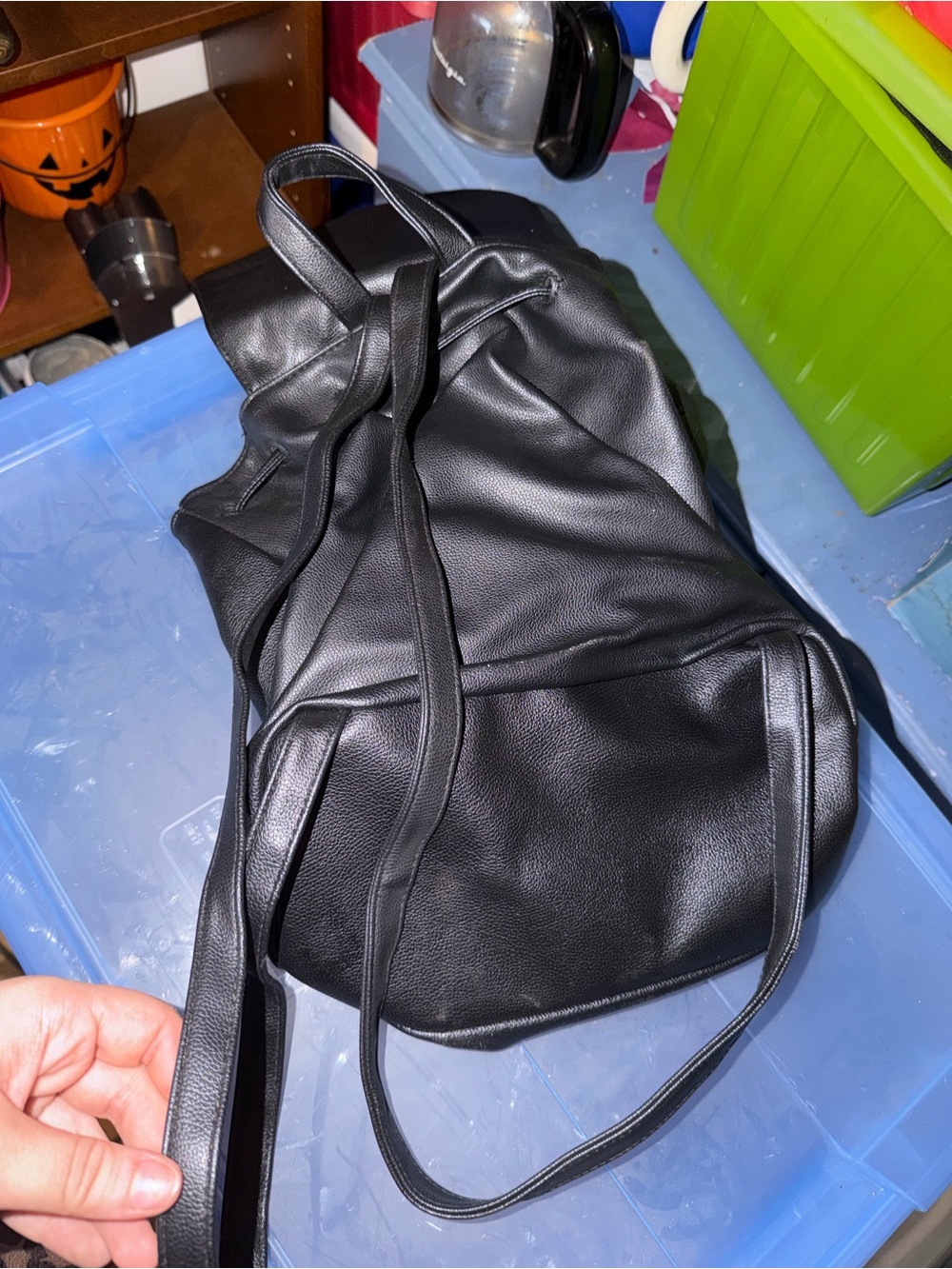 Victoria’s Secret Black Leather Drawstring Backpack - Picture 3 of 3